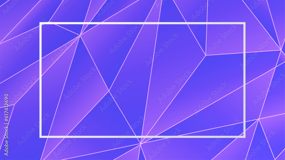 Colorful Violet Purple Geometric Shape Pattern With Frame. Abstract Polygon Background. Technology Banner Wallpaper. Vector Illustration
