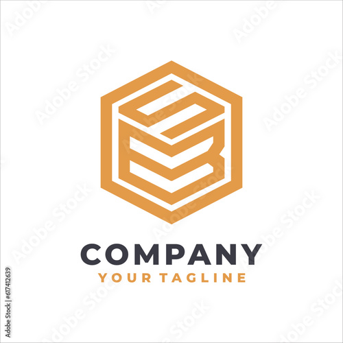 initial letter sb monogram polygon logo design