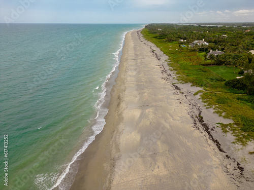 Turtle nesting season Florida Loggerhead tracks on the sand summer solstice 2023 aerial photo