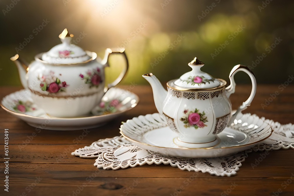 teapot on table blurred background teapot on table blurred background