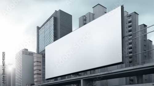 Empty billboard in a futuristic city, Generative AI