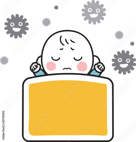 赤ちゃんとほこりのイラスト