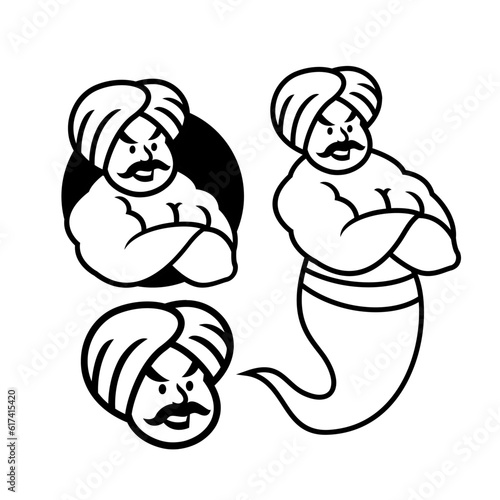 Genie mascot logo icon design illustration