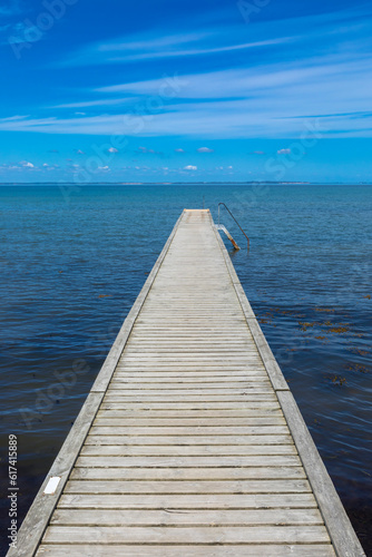 Wooden bathing pier into the Baltic Sea on the island of Als  Denmark