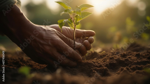Farming Hands Embracing Nature's Growth. Generative AI