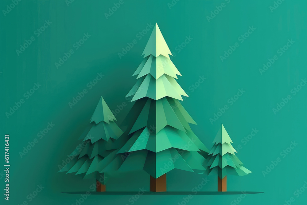 Fototapeta premium Elegant Christmas Tree Paper Sculpture. Generative AI