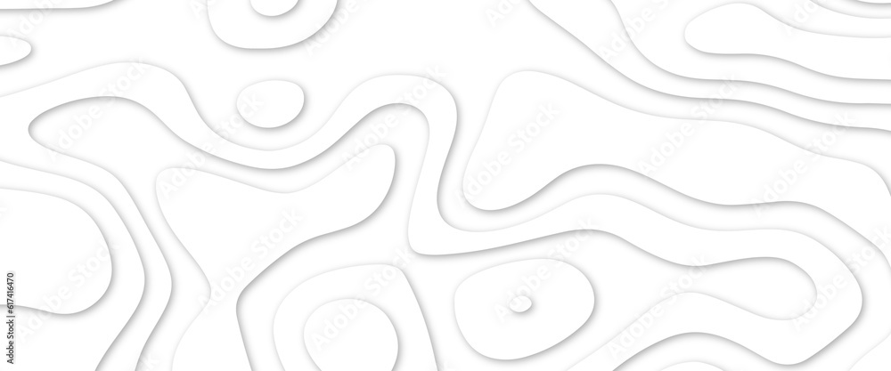 Fototapeta premium Abstract wavy line 3d paper cut white background. White paper cut white background. Abstract realistic papercut decoration textured with wavy layers and shadow. Abstract realistic papercut decoration 