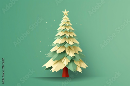 Modern Minimalist Xmas Tree Vector Illustration. Generative AI