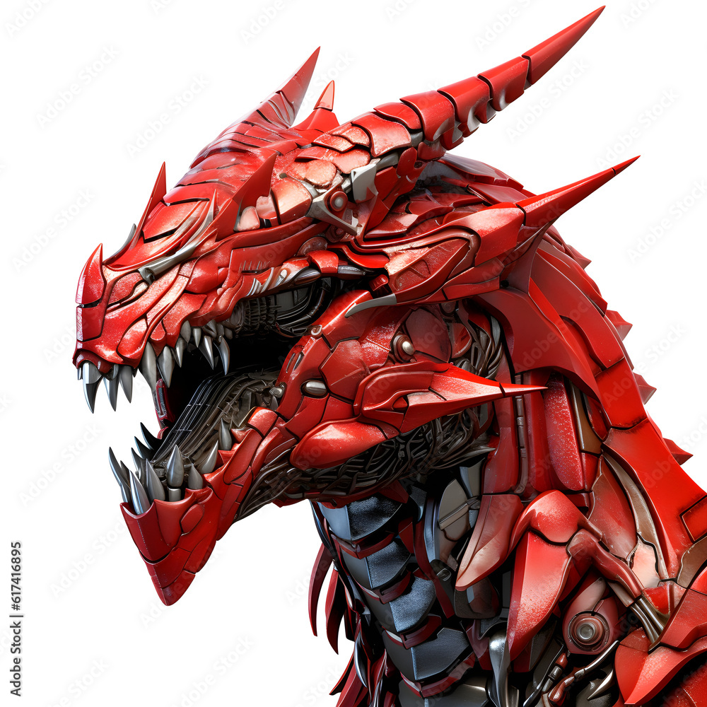 robotic red dragon head