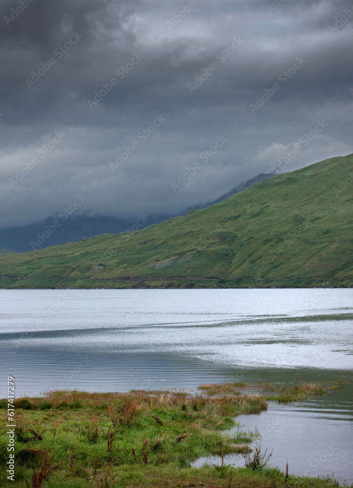 Westcoast Ireland. Gray landscape. Conemara.