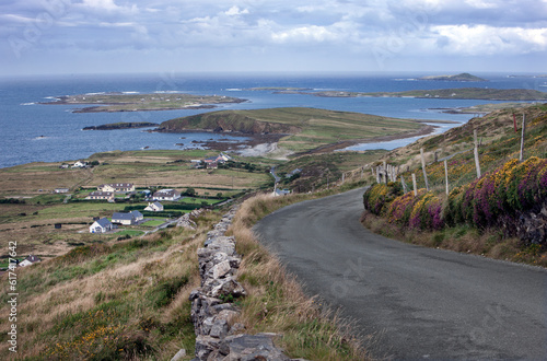 Clifden, Connemara, Westcoast Ireland. Road and coastline.