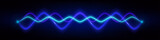 Blue neon audio sound voice wave pulse light. Abstract radio electronic music frequency vector effect background. Vibrant track equalizer waveform, blurred curve graph illustration.
