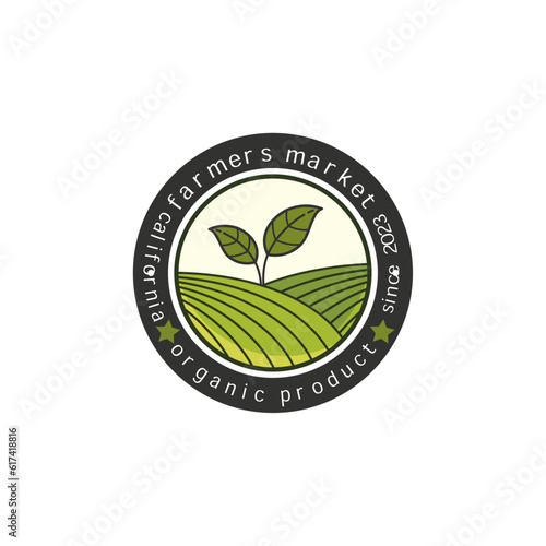 Organic logo design with agriculture field and plant concept.