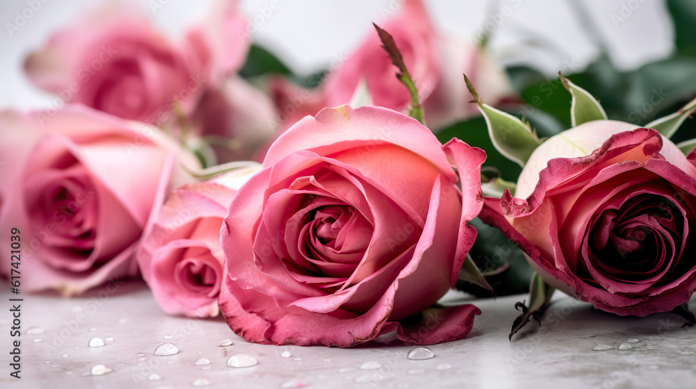Fototapeta premium pink roses bouquet