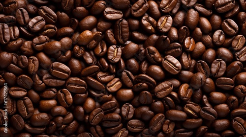 Roasted coffee beans background, Generative Ai