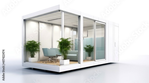Mobile office buildings or container site office for construction site. Shipping container. Portable house and office cabins Generative AI illustration