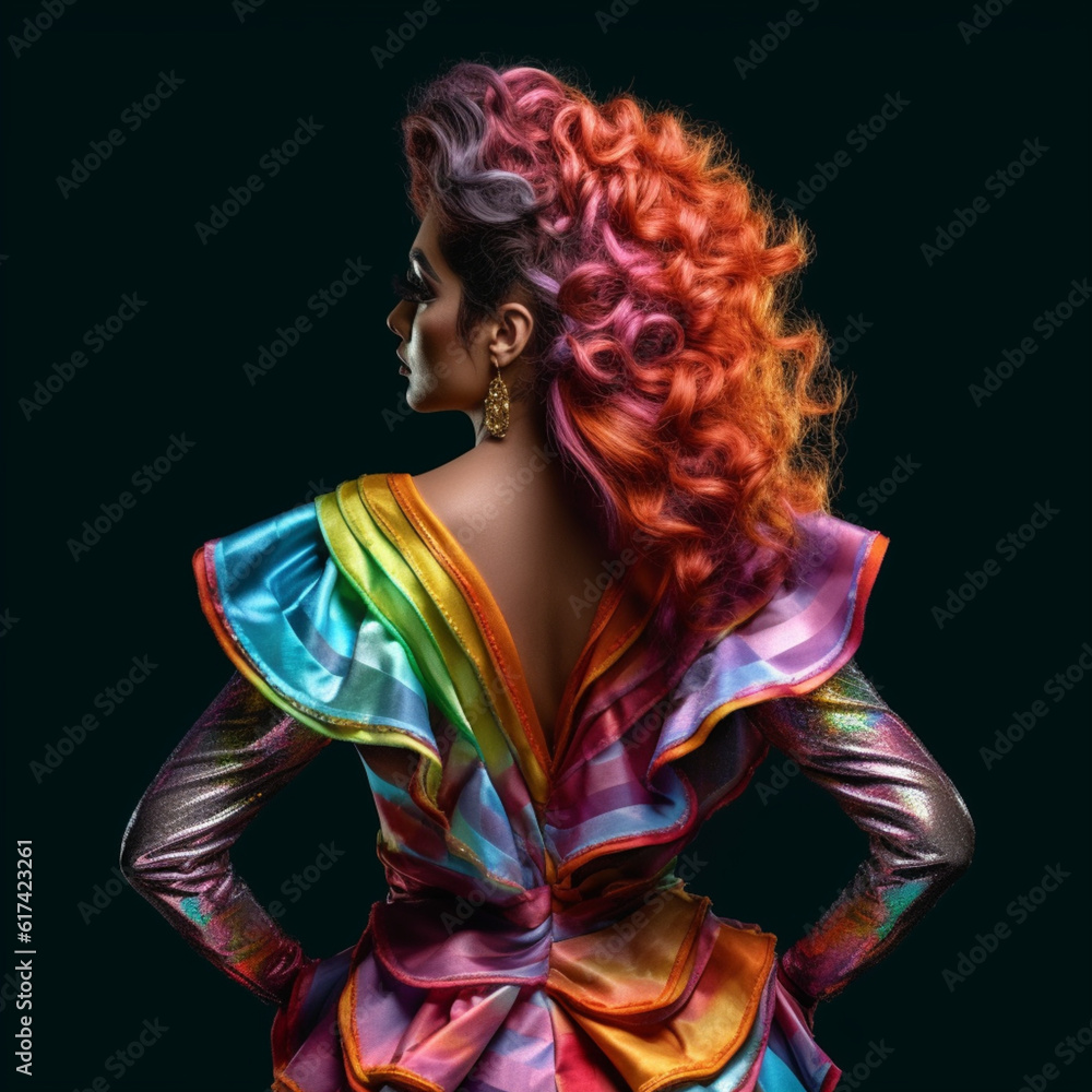 Fototapeta premium Back view of a drag queen. 