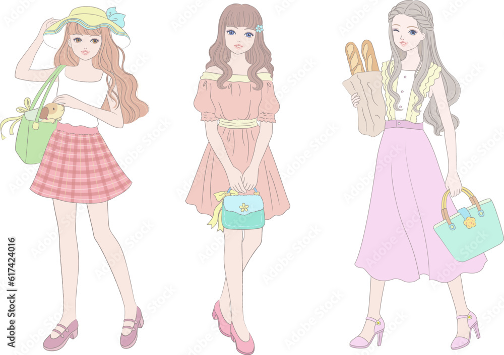 Fashion Girl Illustration Holding a Bag Fashion Girl Illustration Holding a Bag