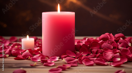 candles and rose petals generativa IA
