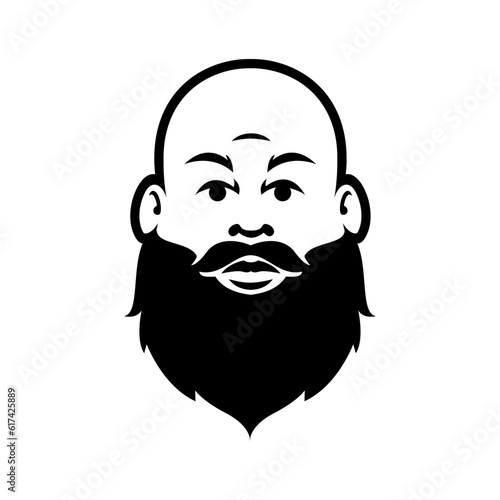 Fat Bald Beard Man mascot logo illustration