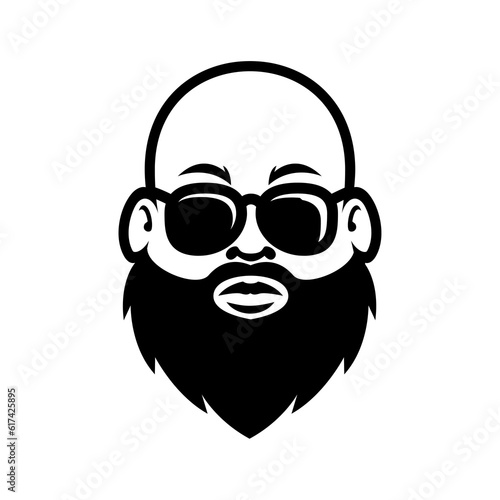 Fat Bald Beard Man mascot logo illustration © alpha
