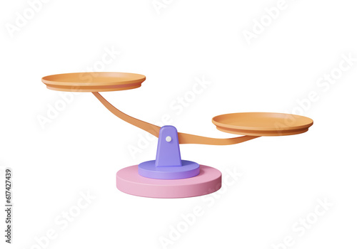 Cuadro en lienzo 3D Imbalance scales icon on isolated object background