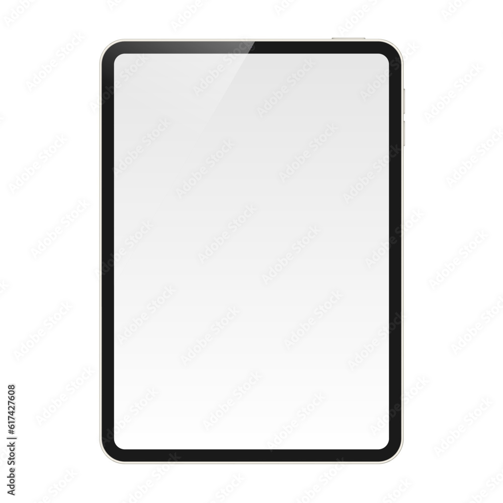 Tablet vector mockup with blank screen. White tablet display template isolated on white background. Tablet vector mockup with blank screen. White tablet display template isolated on white background.