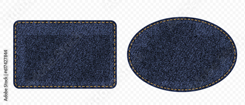Blank mockup banners made from denim. Template isolated on transparent background. vector illustration