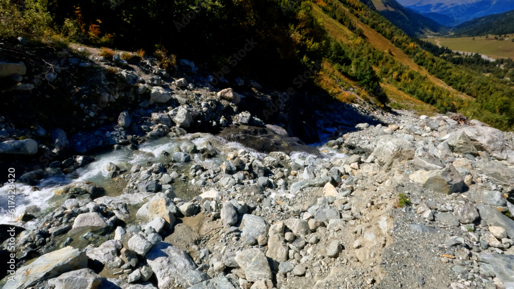 cute mountain ridge high land fast water fall at summertime day - photo of nature