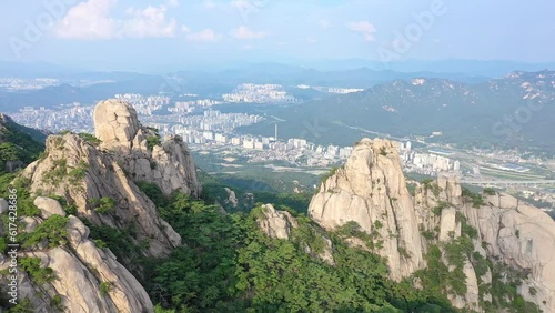 Aerial travelling, Bukhansan National Park, Seoul, South Korea