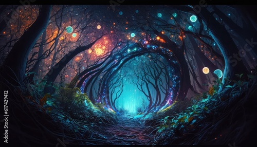 beautiful space forest landscape experience fun and mystery of universe generative ai