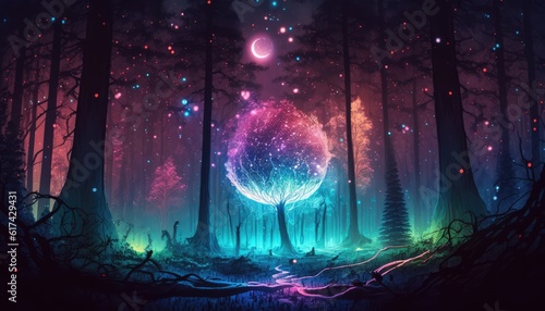 magical space forest fantasy wallpaper experience moonlit dreams generative ai