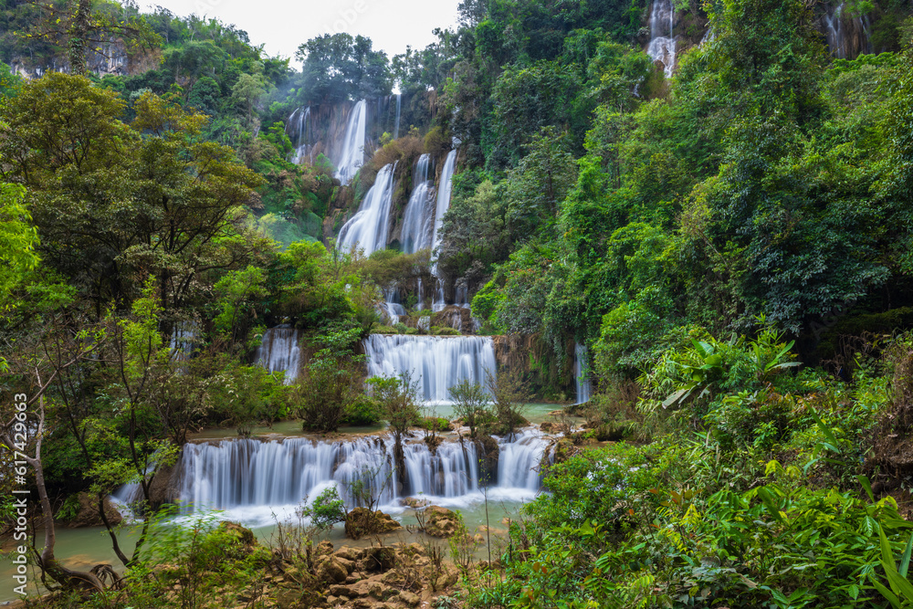 Thi-Lo-Su waterfall, No.1 in Thailand and No.6 in Asia, Tak  province, ThaiLand.