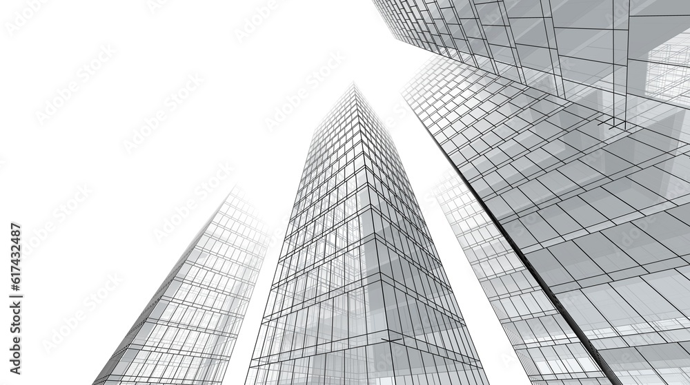 modern office buildings 3d rendering