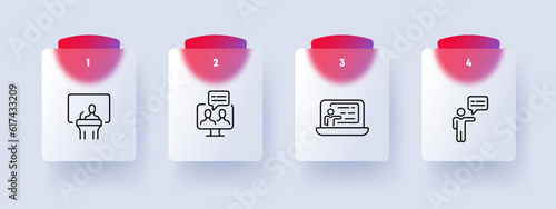 Public Speaking Icon. Art of communication, stage presence, confidence, eloquence. Vector line icon for Business