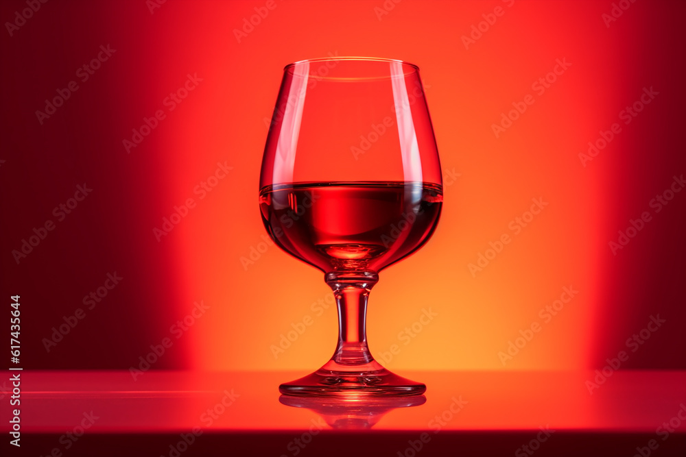 a  vaporwave glass of some drink with  blue red vibes, romantic  mood