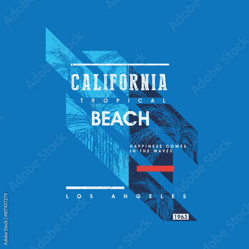 California Beach typography summer tropical palm tree design photo