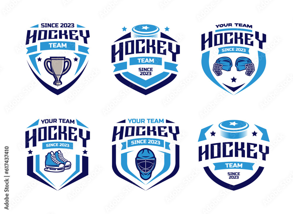 Hockey logo vector bundle, emblem set collections. Hockey logo badge template bundle