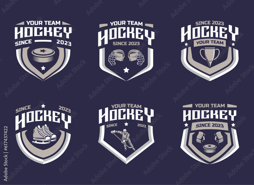 Hockey logo vector bundle, emblem set collections. Hockey logo badge template bundle