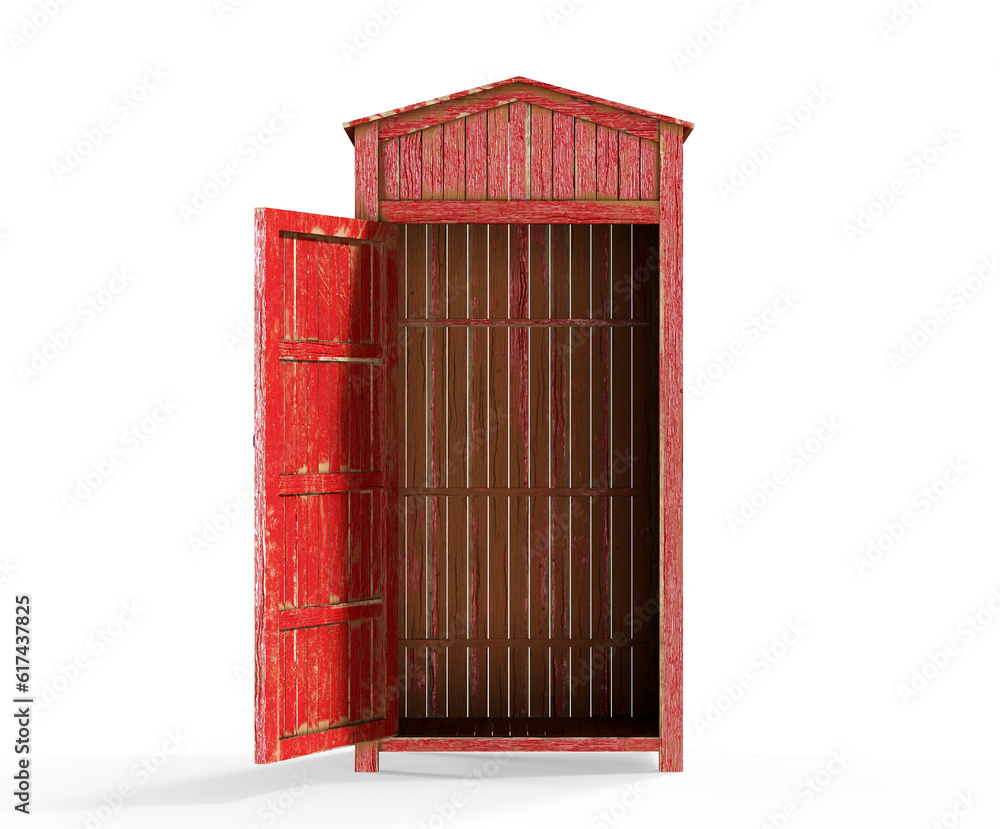 Wooden doghouse isolated on white background 3d render