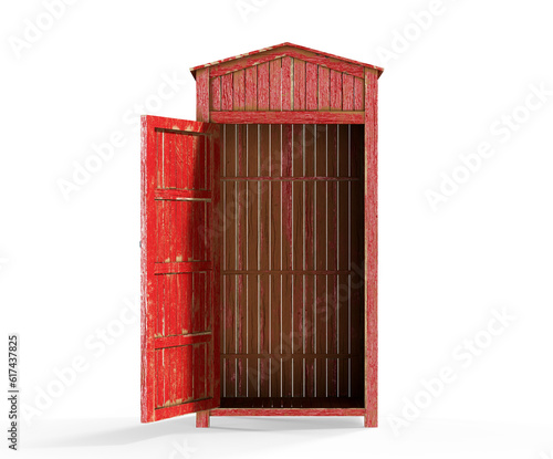 Wooden doghouse isolated on white background 3d render