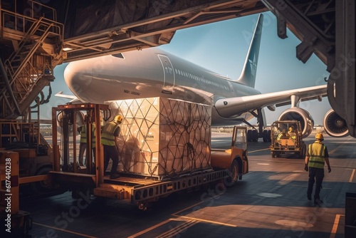 Efficient Loading Goods Being Loaded onto a Cargo Plane. AI photo