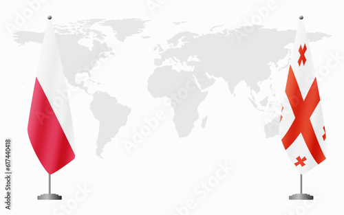 Poland and Georgia flags for official meeting