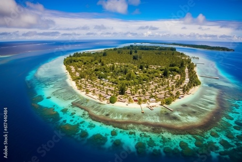 Picturesque Majuro Atoll and Vibrant Majuro Town in the Marshall Islands. AI