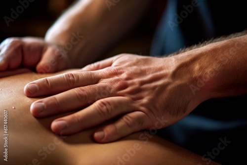 Soothing Deep Tissue Massage Skilled Hands Bringing Relaxation. AI