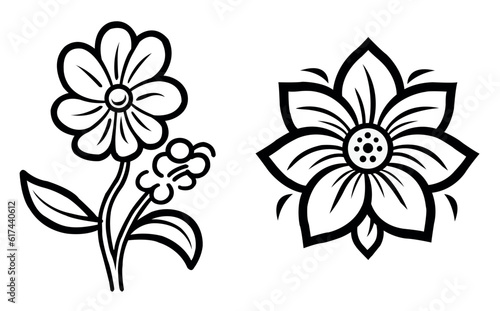 black and white flower vector