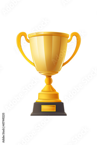 First place gold trophy cup isolated on free PNG background. Illustration. Classic cup.