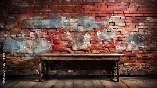 Grunge red brick wall textured background.