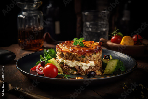  Gorgeous photo of Moussaka, Greek salad, tzatziki sauce