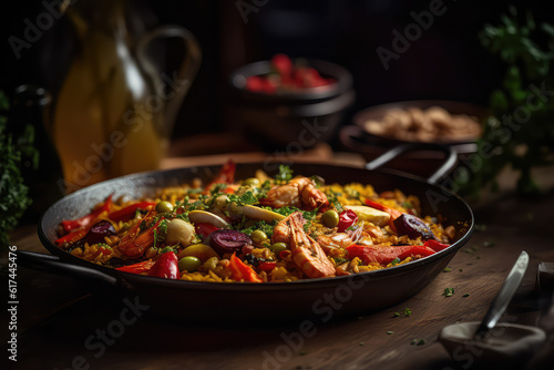  Gorgeous photo of Paella  Grilled vegetables  or a mix
